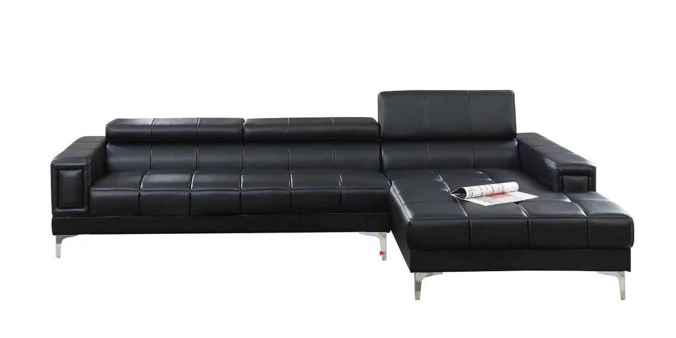 CoSoTower Black Bonded Leather Extra Large Ottoman Metal Legs 1Pc Ottoman