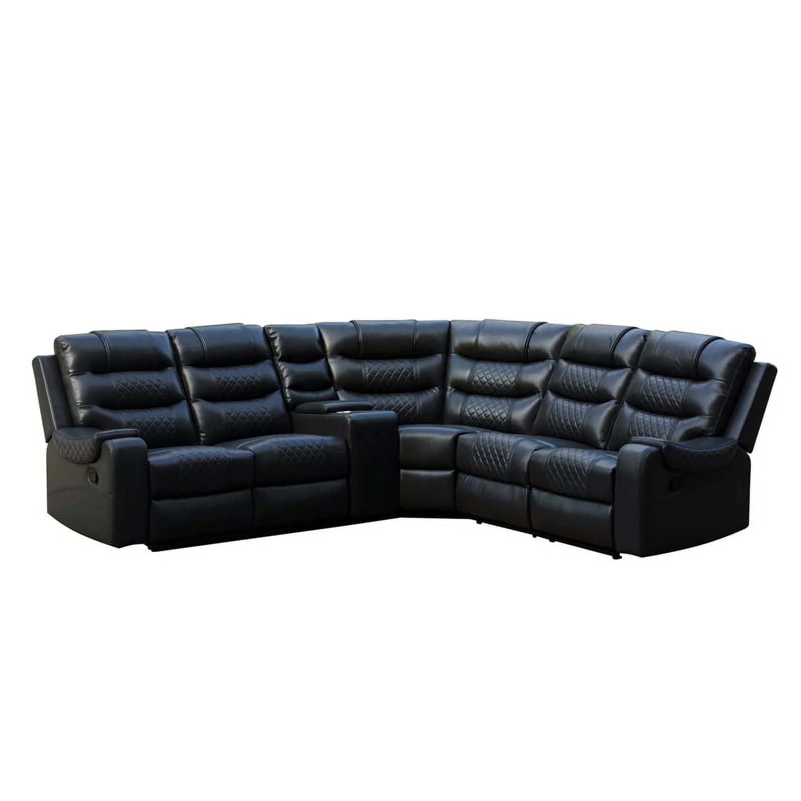 Mirabell 5-piece Faux Leather Reclining Sectional with console in Black