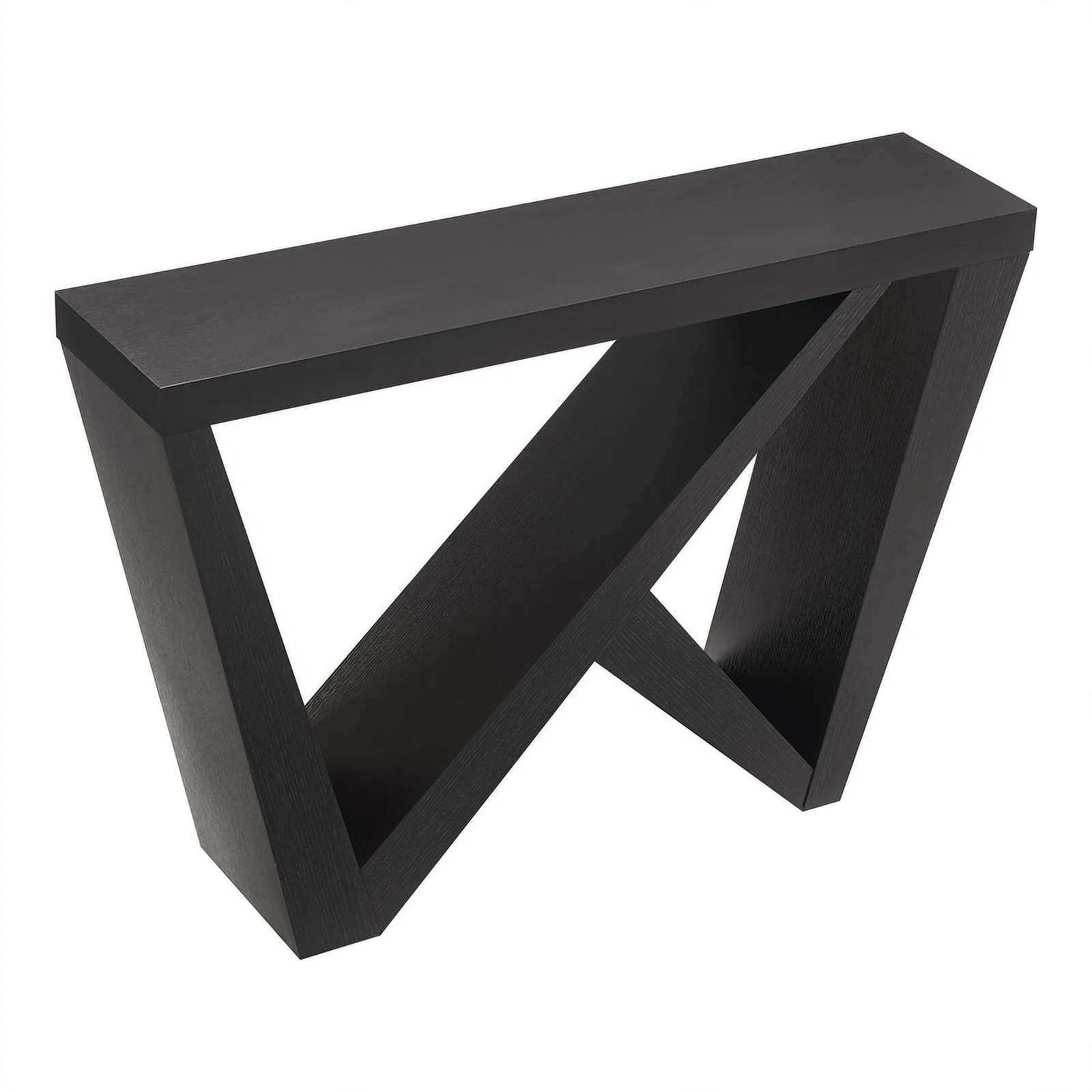 Bowery Hill Wood W-Shaped Legs Console Table in Black Finish