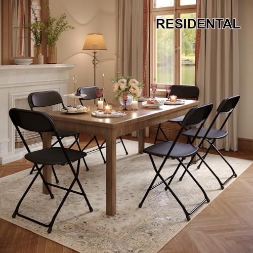 10 Pack White Folding Chairs, Portable Party Chairs, Plastic Folding Chair,Stackable Commercial Seats with Steel Frame for Office Wedding Party Patio Dinning Events, 350lbs Capacity