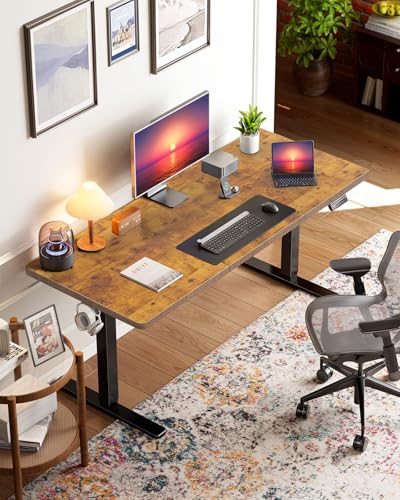 HUANUO Electric Standing Desk, 71 x 35 inch Large Height Adjustable Table, Powerful Brushless Motor, 4 Memory Preset, Sit Stand Up Desk, Home Office Computer Table with Thick T-Shaped Frame