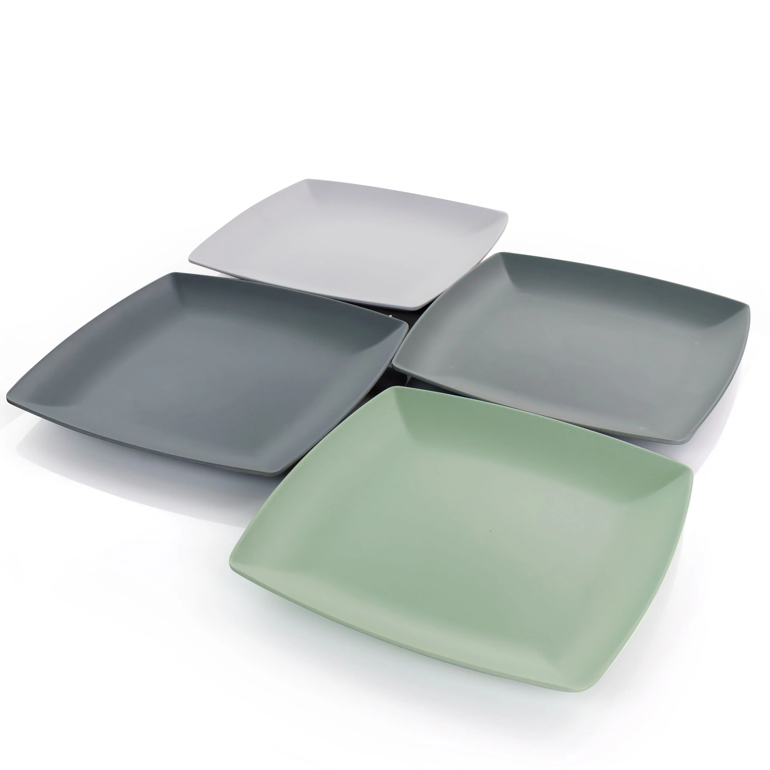 Grayson 4 Piece 10.5 Inch Square Melamine Dinner Plate Set in Assorted Colors