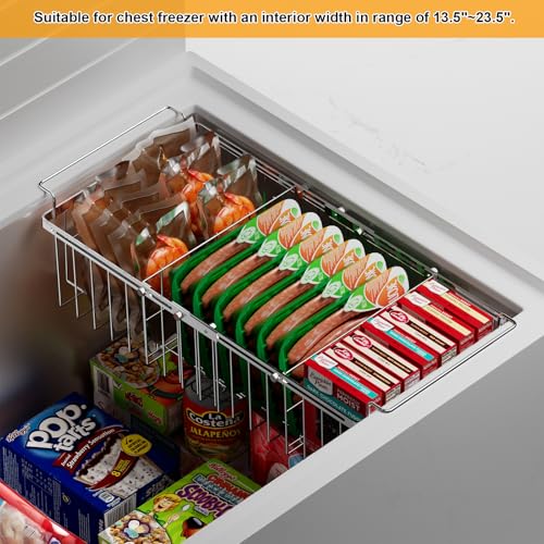 Orgneas Chest Freezer Organizer Bins, Capacity Expandable Deep Freezer Baskets Adjustable From 15.5
