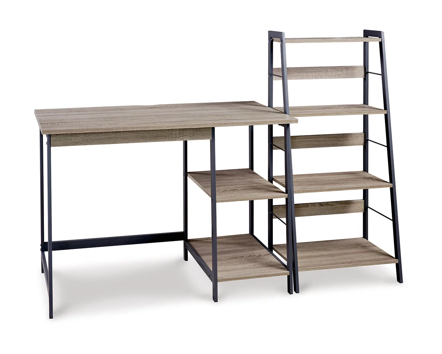 Signature Design by Ashley Casual Soho Home Office Desk and Shelf  Light Brown/Gunmetal