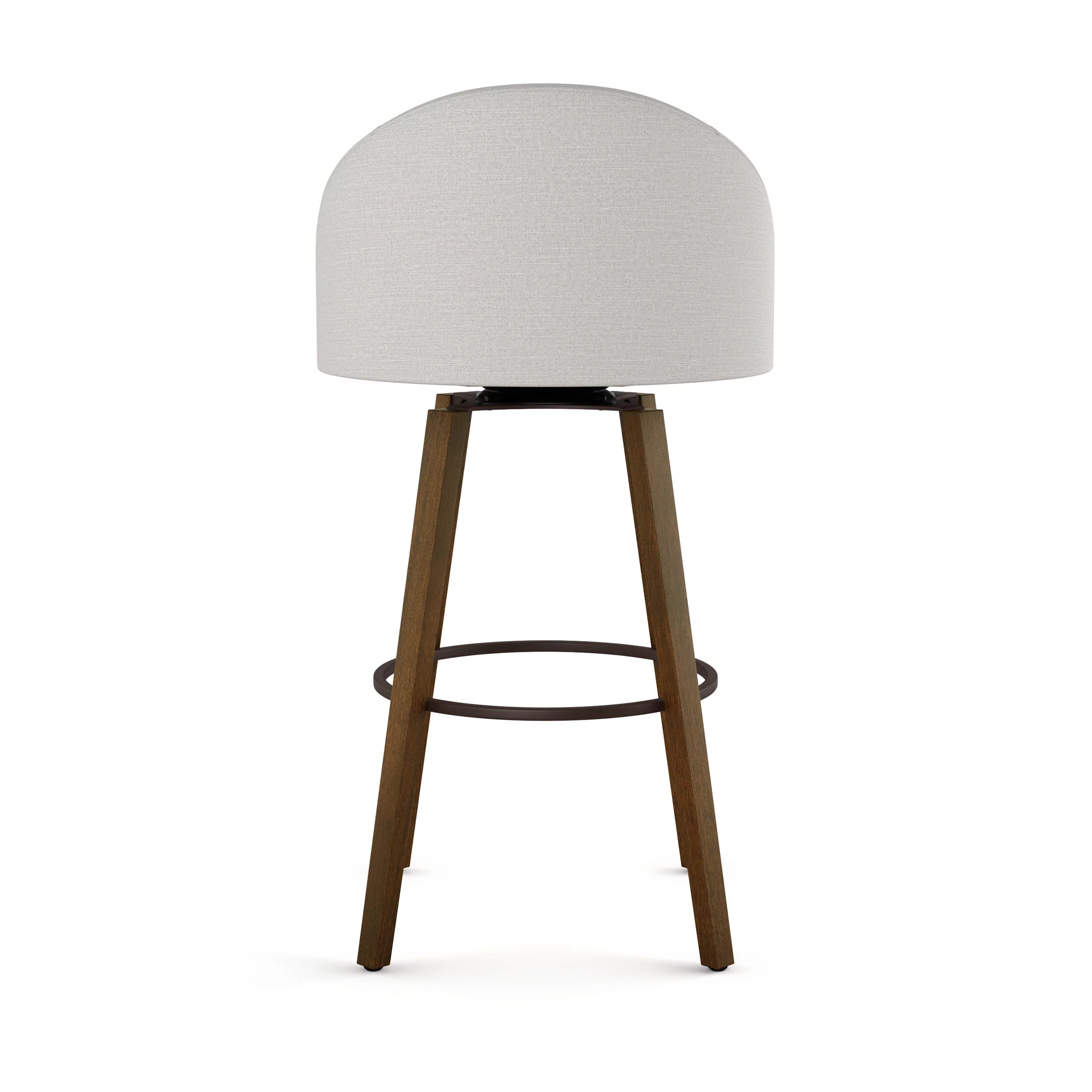 Amisco Foglia 30 In. Swivel Bar Stool - Light Grey Polyester / Light Brown Wood