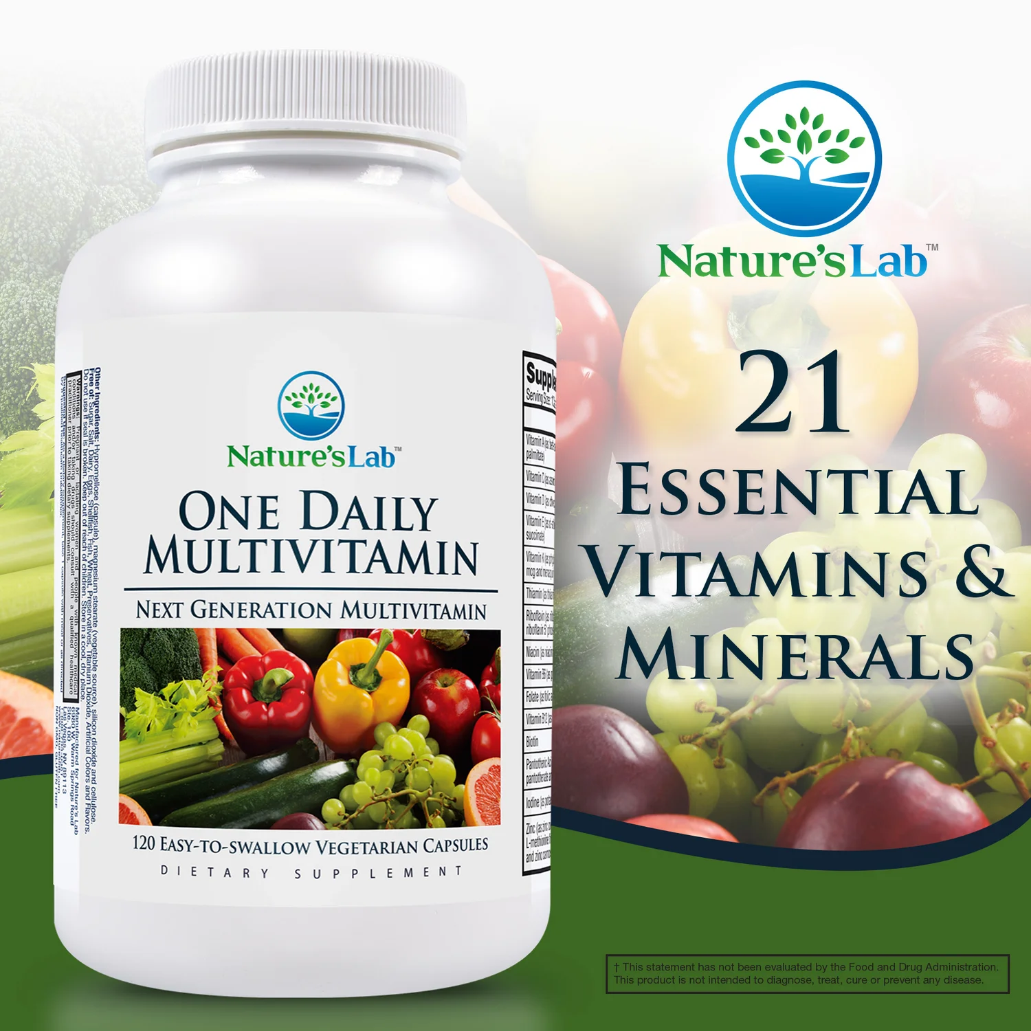 2 Packs Nature'S Lab One Daily Multivitamin, 120 Vegetarian Capsules