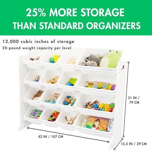 Humble Crew Supersized Toy Storage Organizer with 16 Removable Bins, Grey/White – Large Toy Storage for Toddlers Ideal for Kids' Rooms, Playrooms, and Nurseries - Modern Toy Bins for Kids