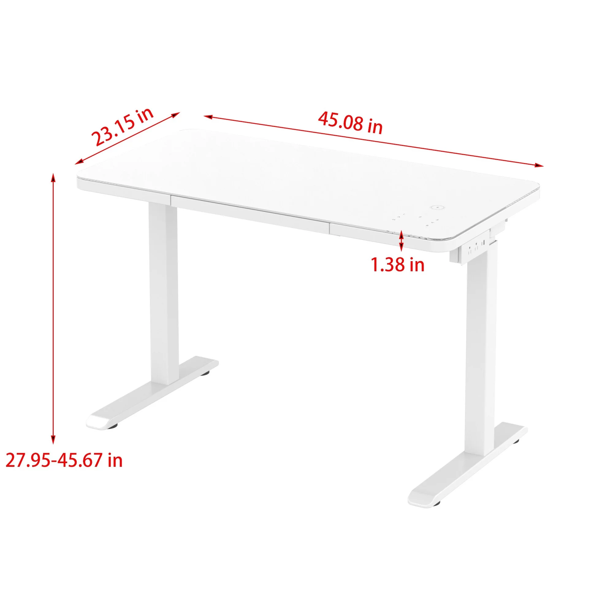 BESTCOSTY Glass Tabletop Standing Desk with Wireless Charging Black