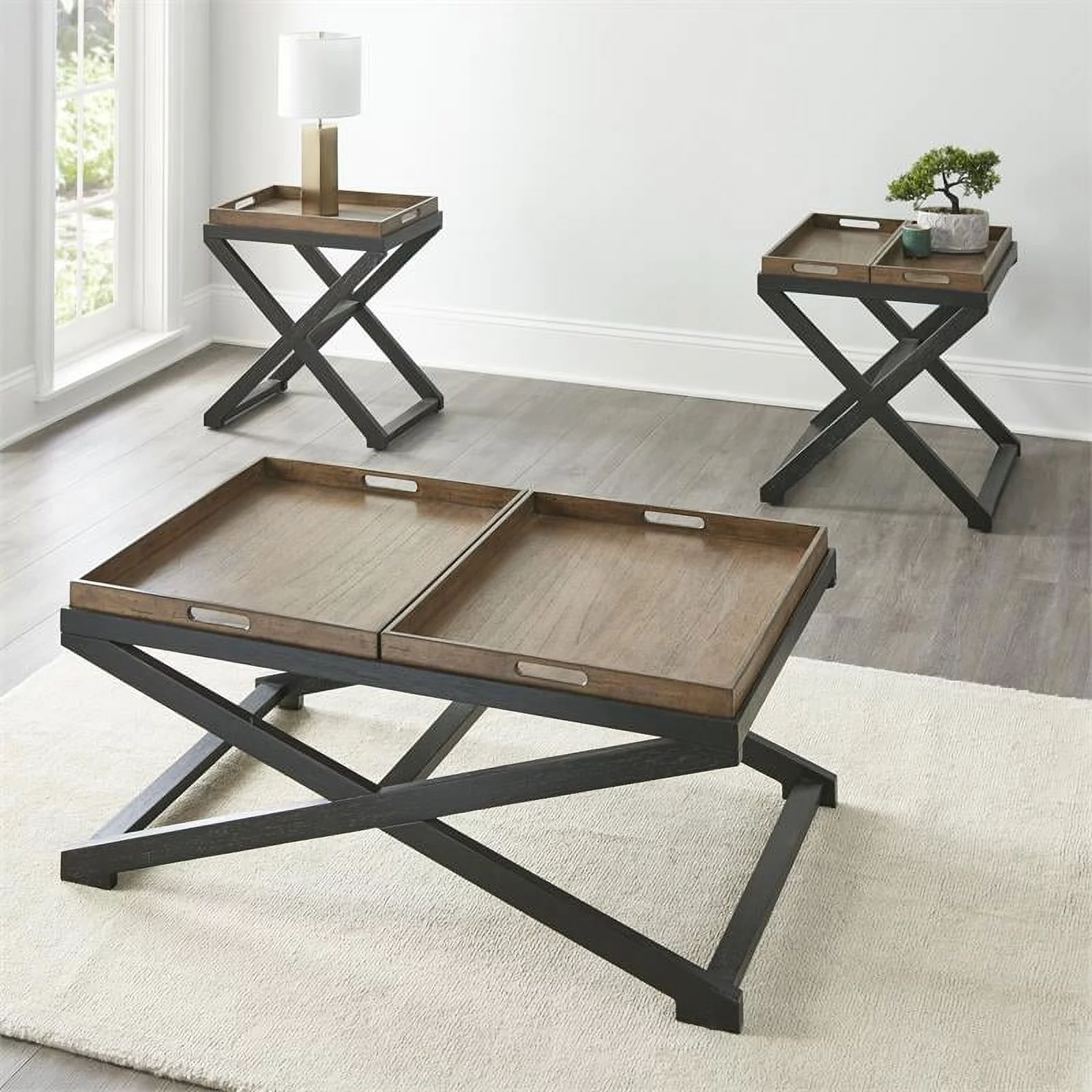 Topeka Walnut and Ebony Solid Wood End Table