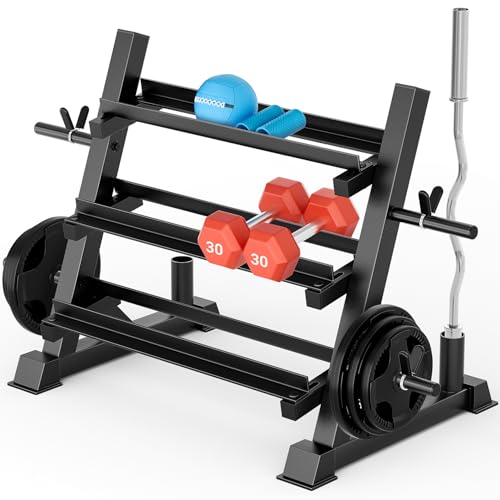 YOLEO Dumbbell Rack - 3 Tier & 5 Tier Compact Weight Rack for Dumbbell, Kettlebell, Barbell, Heavy Duty Weight Storage Organizer, Space-Saving Dumbbell Storage Stand Holder for Home Gym - 1100LBS Capacity (Rack Only)
