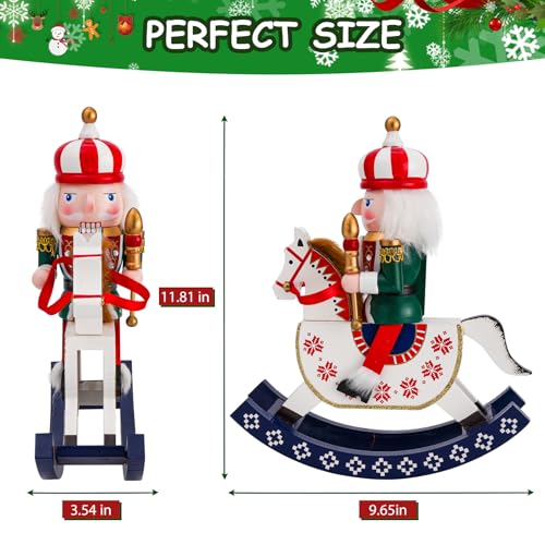 Nutcracker Christmas Decor, 14 inch Wooden Nutcrackers Figures, Handcrafted Drummer Collectible Christmas Nutcracker Decor for Tabletop, Shelves Ornaments (Drum)