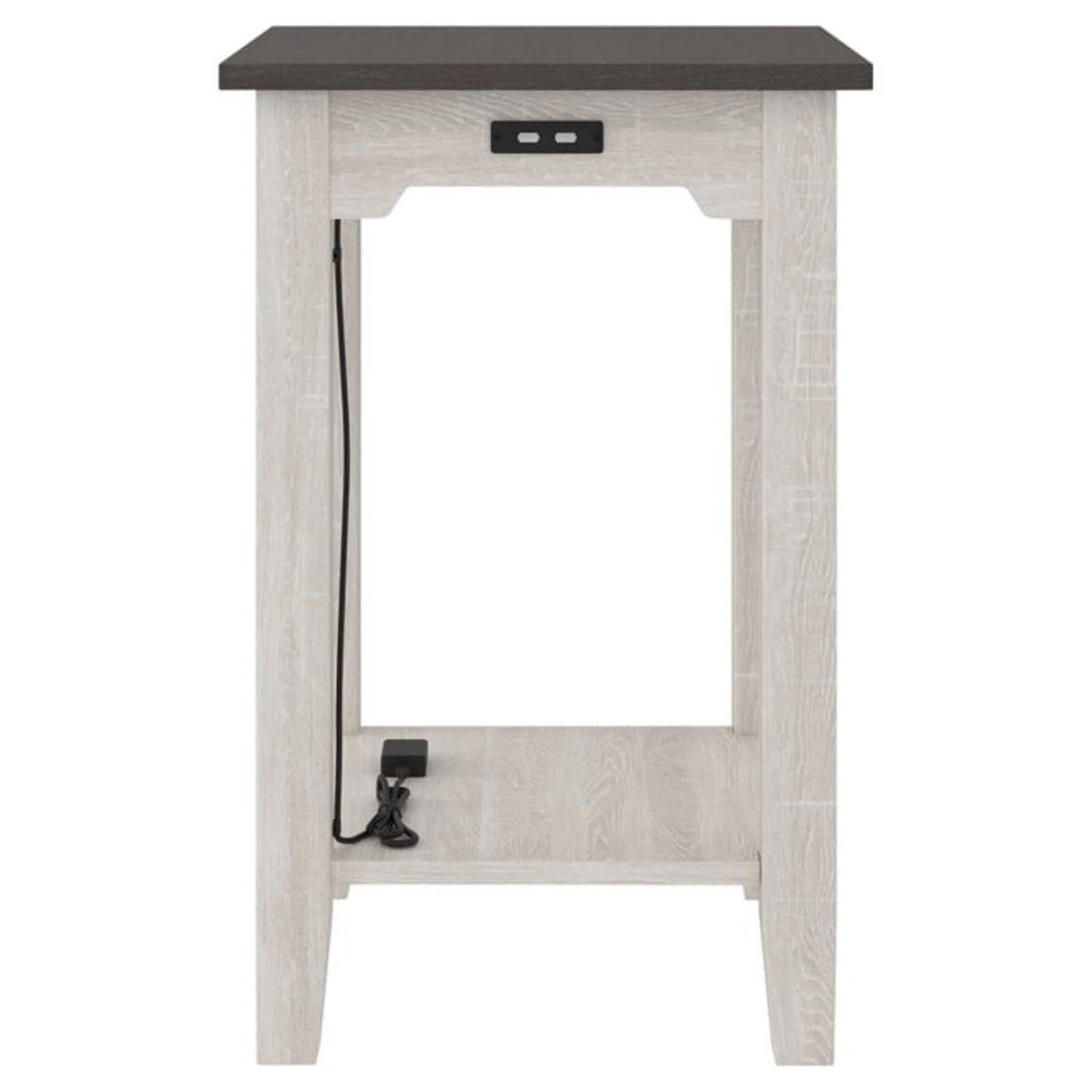 Bowery Hill Farmhouse Engineered Wood End Table in Antiqued White/Gray