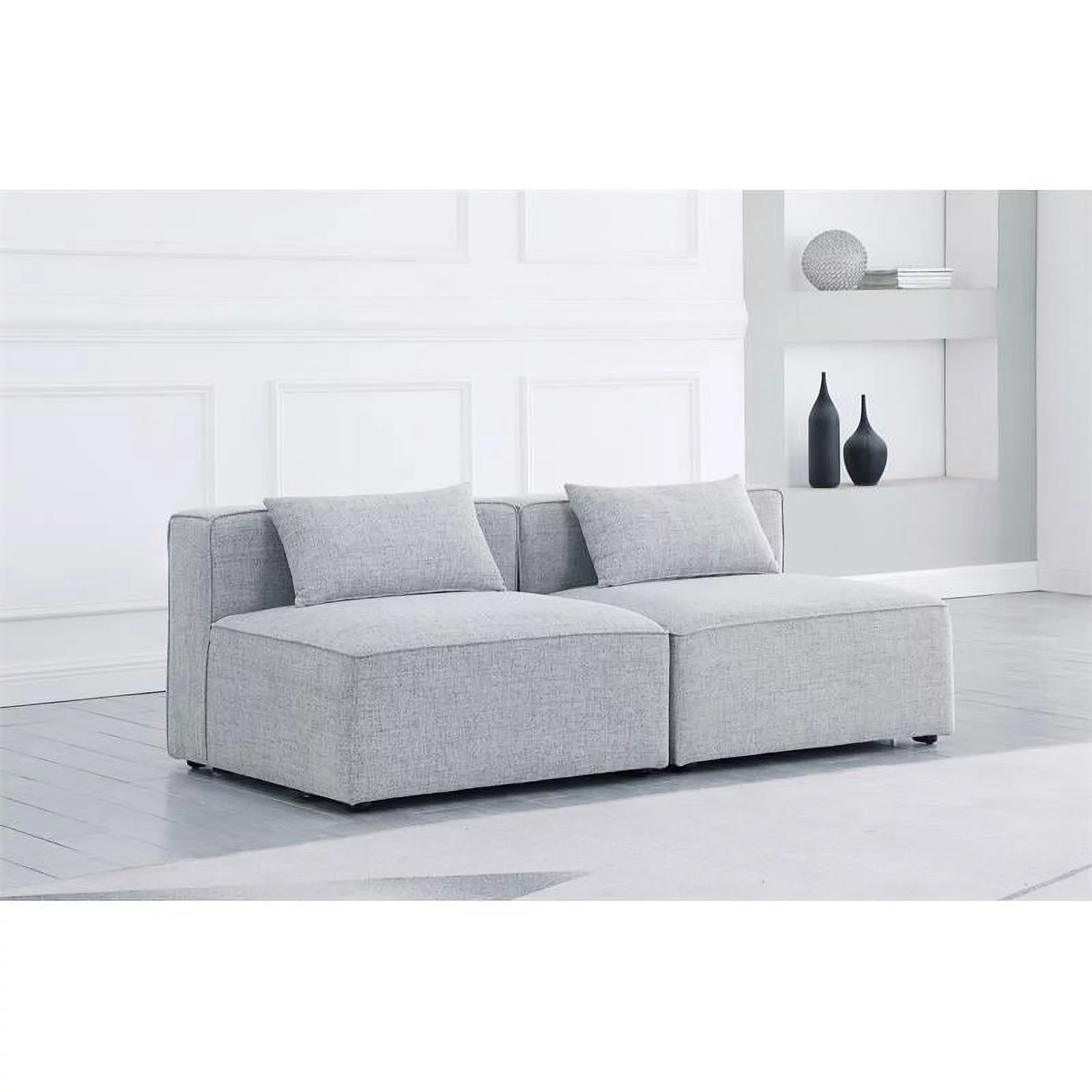 Maklaine Contemporary 26''H x 72''W x 36''D Grey Durable Linen Modular Sofa