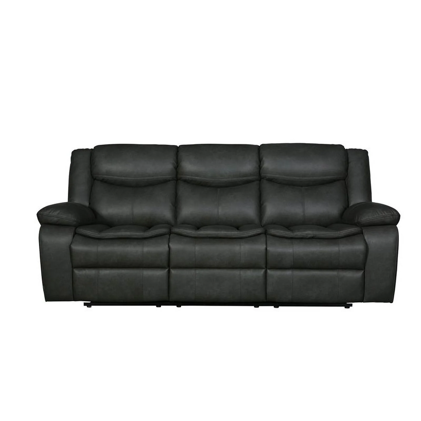 Titan Furnishings Transitional Faux Leather Reclining Sofa Set in Gray