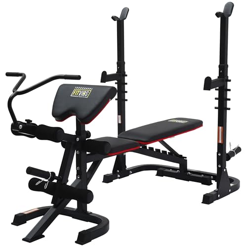 Adjustable Weight Bench, Workout Bench for Home Gym, Adjustable 6 Position Utility Bench with Leg Extension and Preacher Pad, Leg Extension and Curl Machine