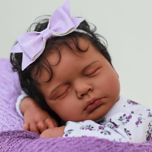 SCOM Reborn Baby Dolls Black Girl - 20 Inch Realistic Newborn Baby Dolls Newborn Baby Dolls African American Real Life Baby Dolls Gift for Kids Age 3