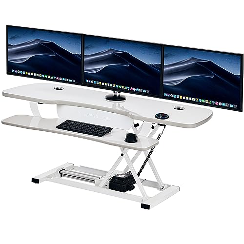 VERSADESK PowerPro™ 36 Inch Electric Standing Desk Converter, Height Adjustable Sit to Stand Up Desk Riser, Laptop and Dual Monitor Desktop Workstation with Wide Keyboard Tray and USB Port, Black