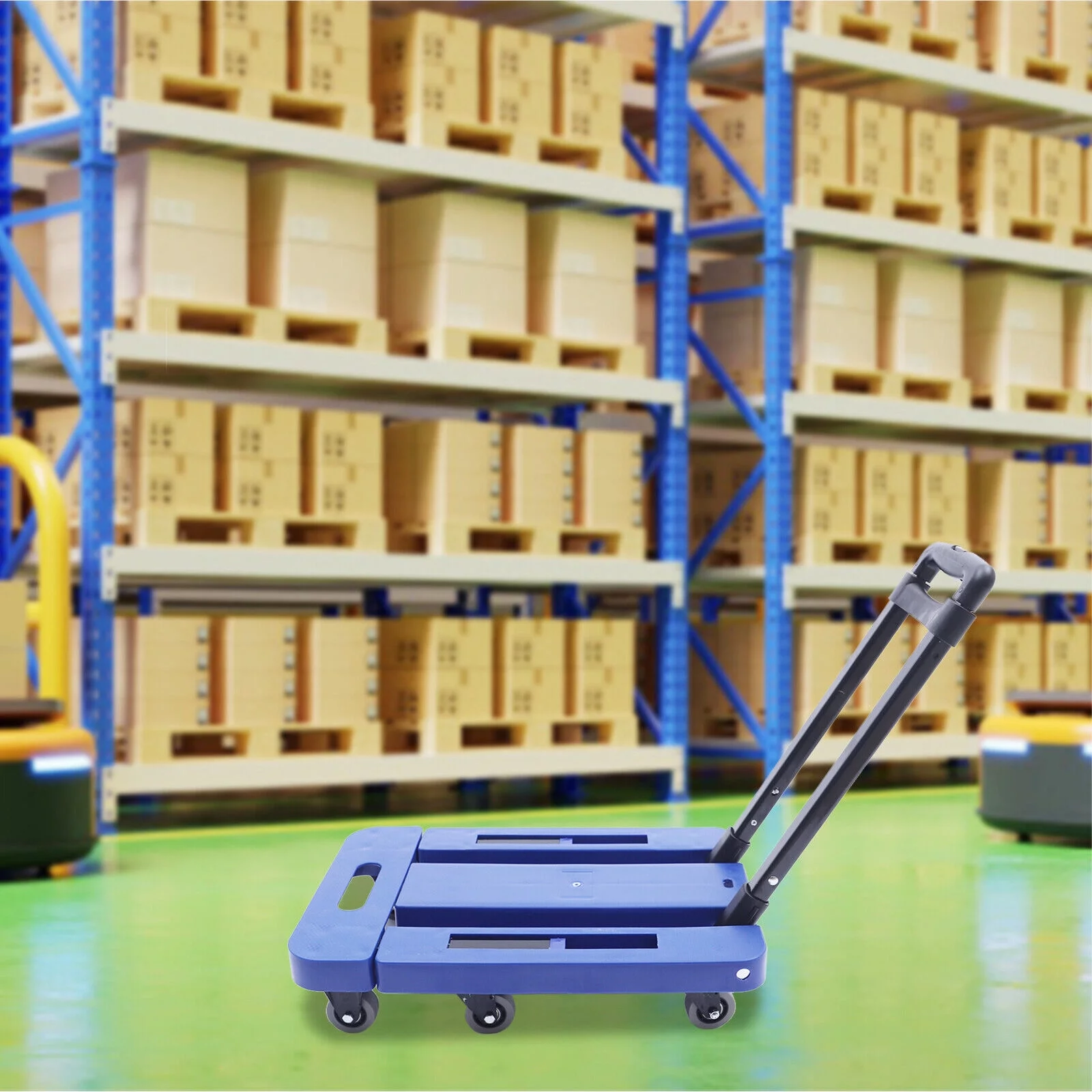 220lbs Carrying Cart Folding Dolly Trolley W/ 6 Wheels