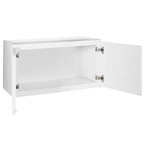 Brookings Shaker Unassembled Bridge Wall Kitchen Cabinet W3018, 30 W x 12 D x 18 H, Painted White with Sherwin Williams®, Solid Wood – Design House, 561662