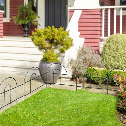 Decorative Garden Fence Border 32inX20ft Outdoor Green No Dig Temporary Iron Wire Edge Flowers Fencing Panels Rustproof Metal Folding Garden Fencing for Yard