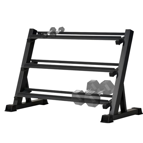 Heavy Duty Steel Dumbbell Rack for 5-50lb Adjustable Dumbbell Weight Storage 3-Tier Weight Stand Rack Home Gym Organizer 1100 LBS Weight Capacity