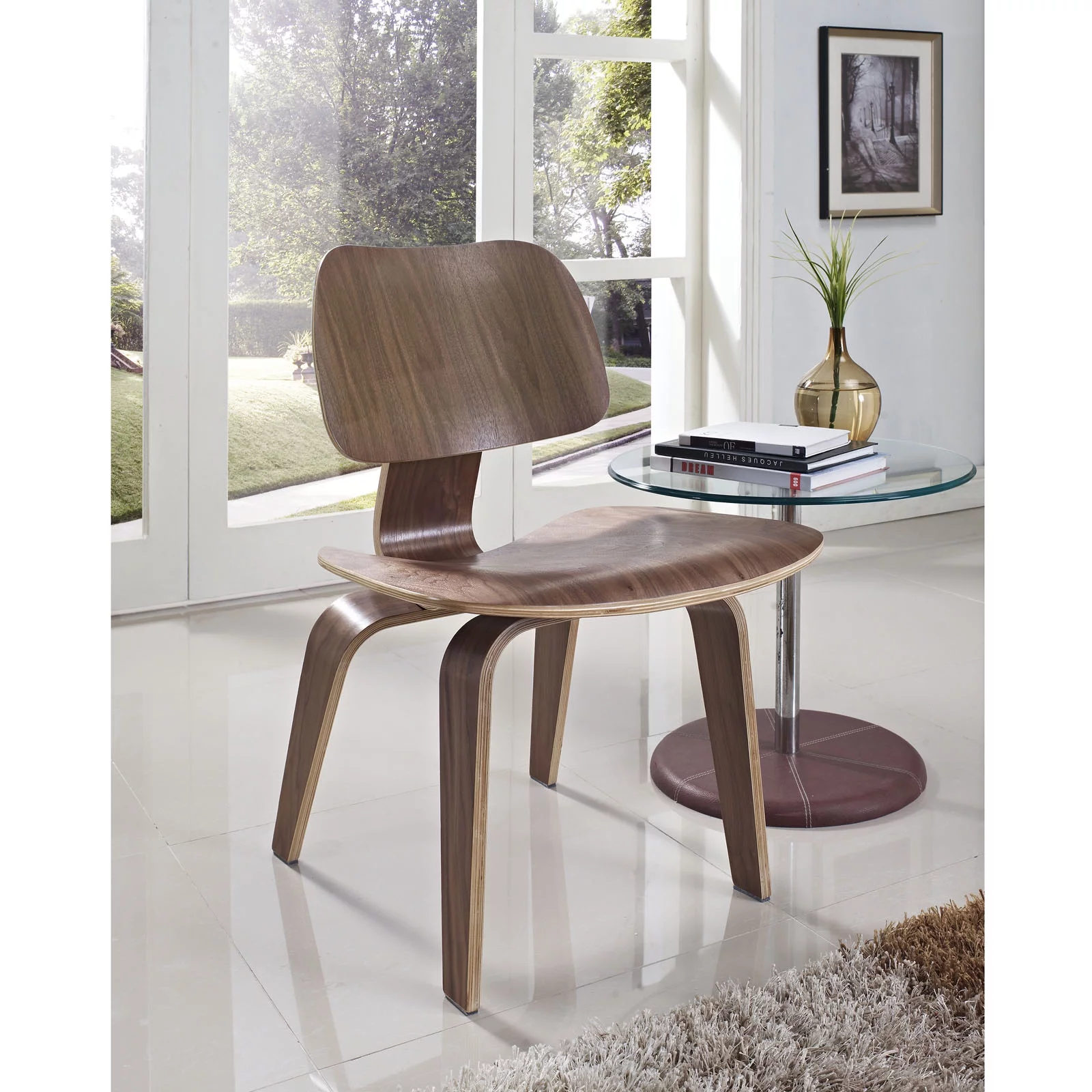 Modway Fathom Dining Chairs Set of 2 in Walnut