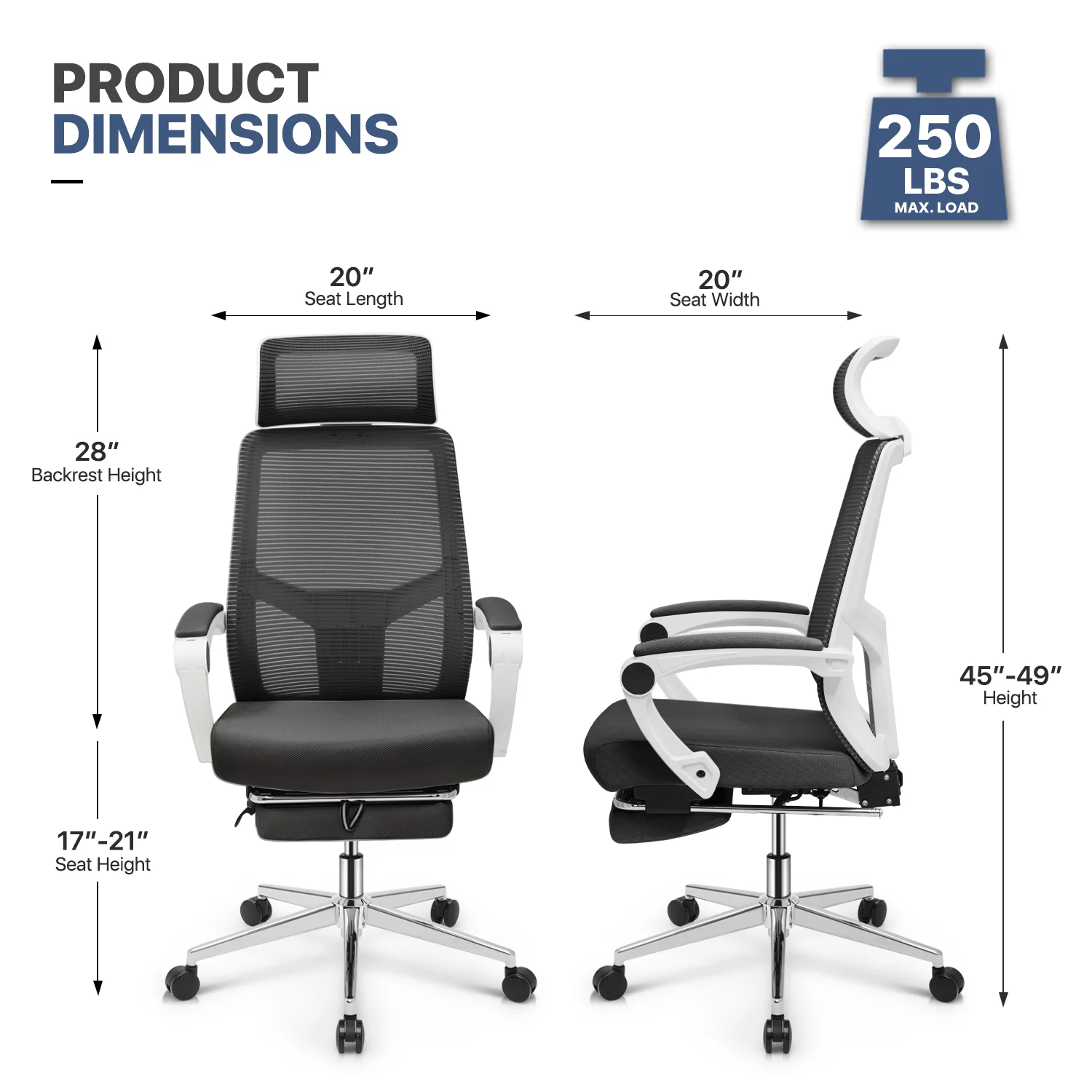 MoNiBloom Computer Desk & Chair Set, Ergonomic High Back Chair and Study Writing Table with Display Bookshelf, Black