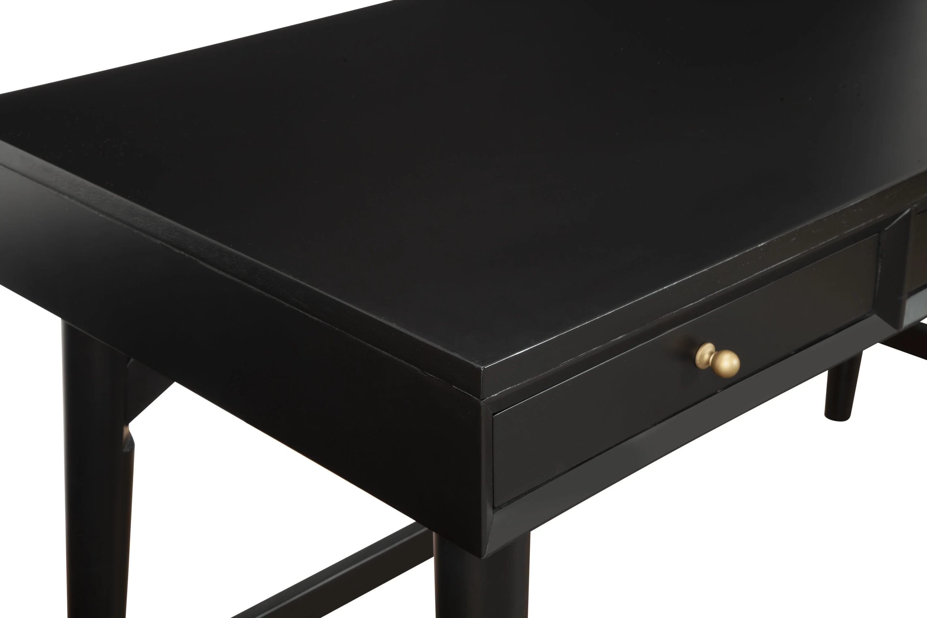 Alpine Furniture Flynn Large Wood 3 Drawer Desk in Black