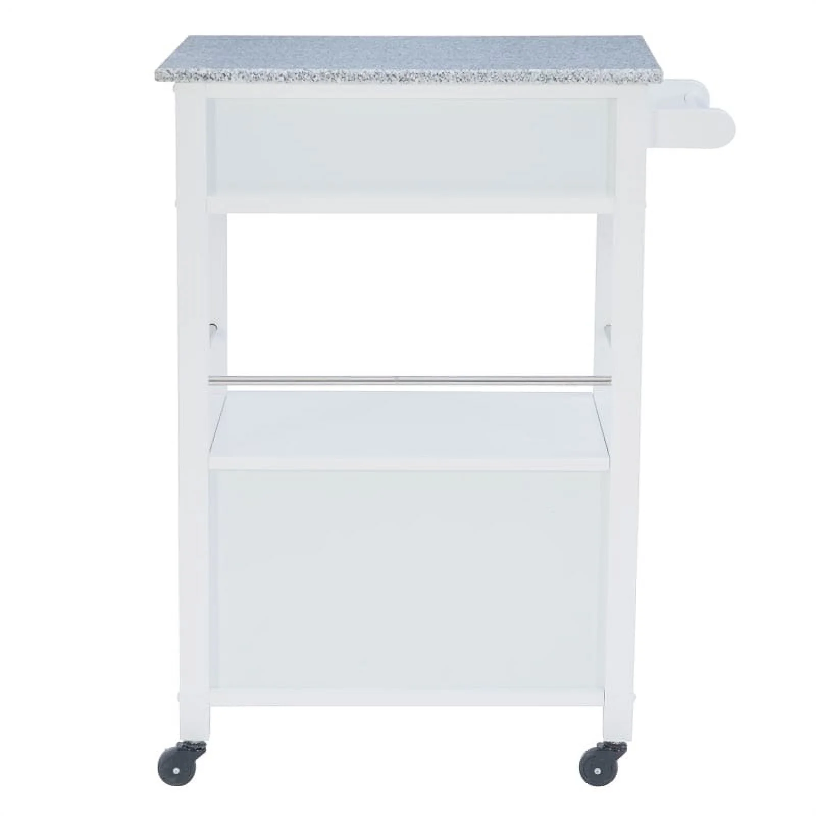 Riverbay Furniture Transitional Wood/Granite Top Kitchen Cart in Bright White