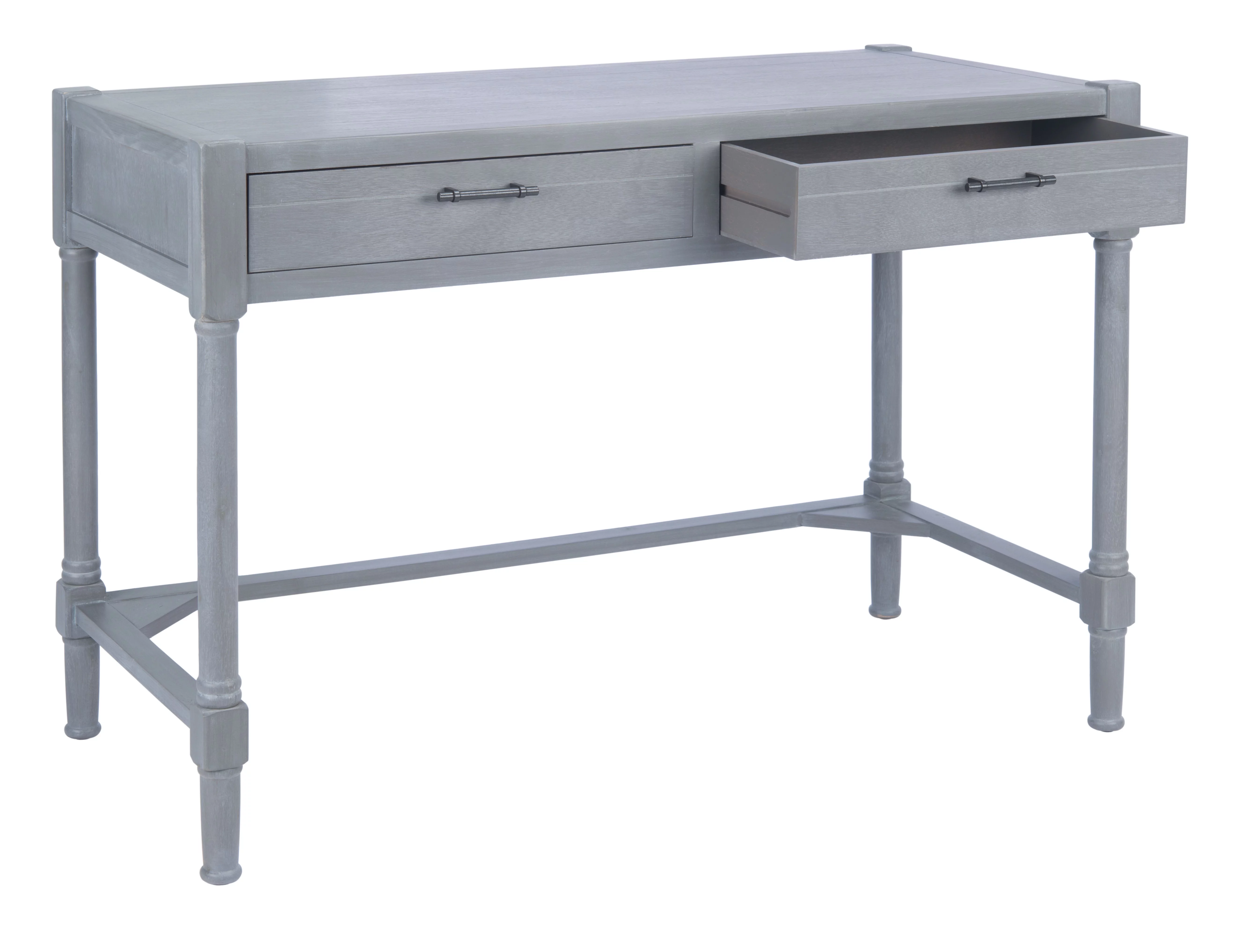 SAFAVIEH Filbert Solid Retro 2-Drawer Writing Desk, White Washed Grey