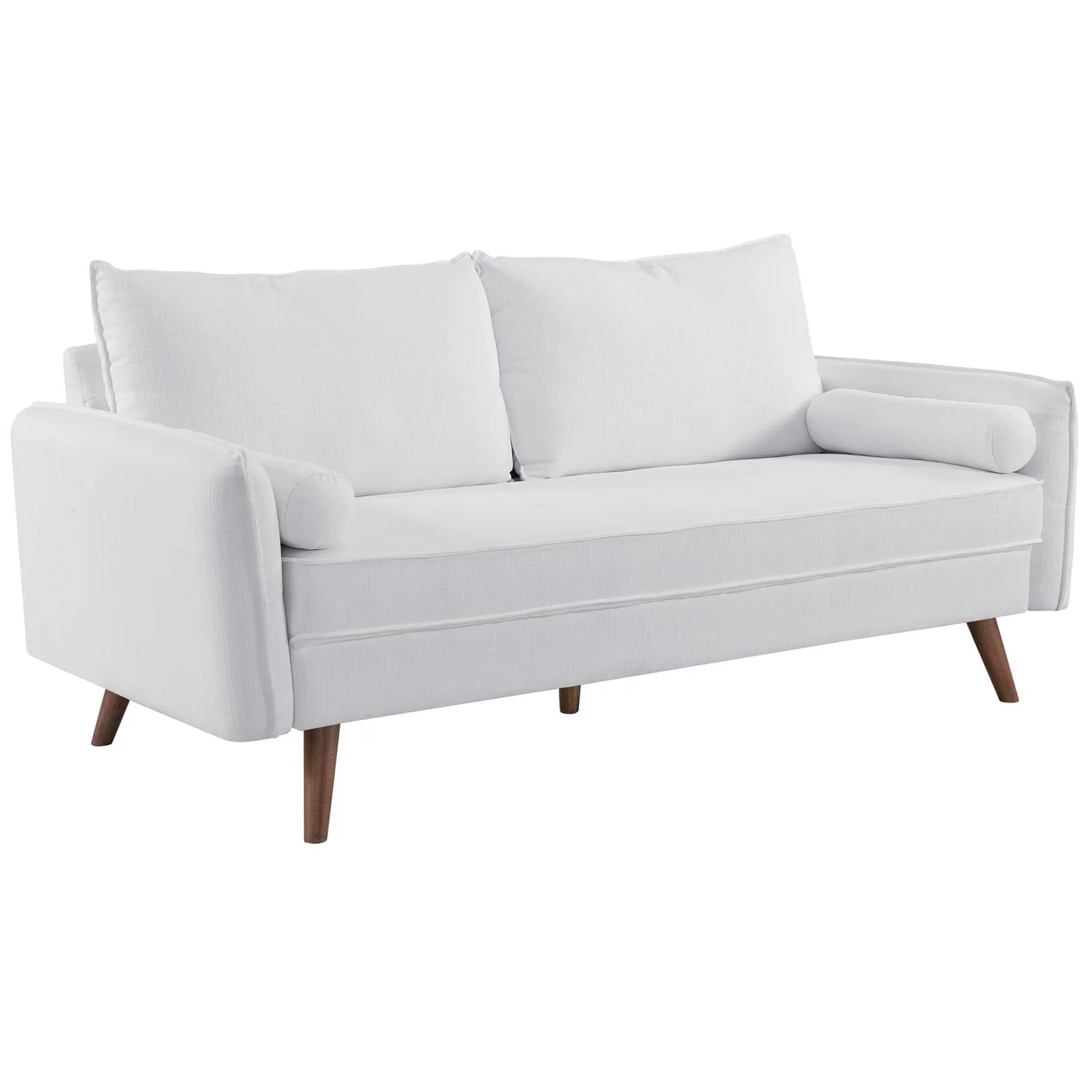 Modway Revive Upholstered Fabric Sofa and Loveseat Set in White