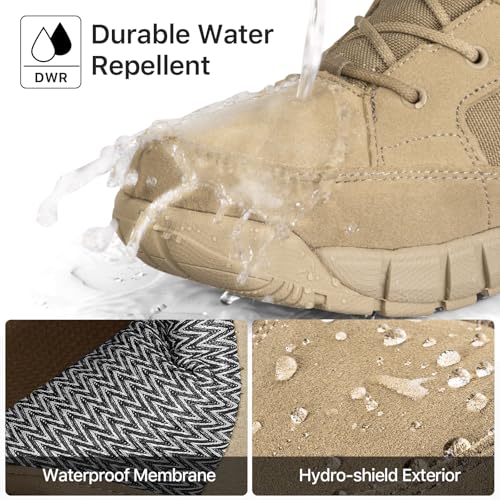 FREE SOLDIER Hiking Work Boots Men's Tactical Boots 6 Inches Waterproof Military Boots Outdoors Desert Boots