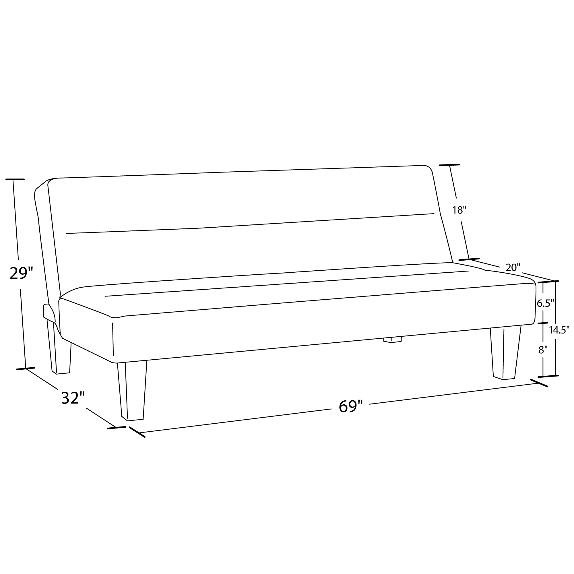 DHP Kebo Futon with Microfiber Cover, Black