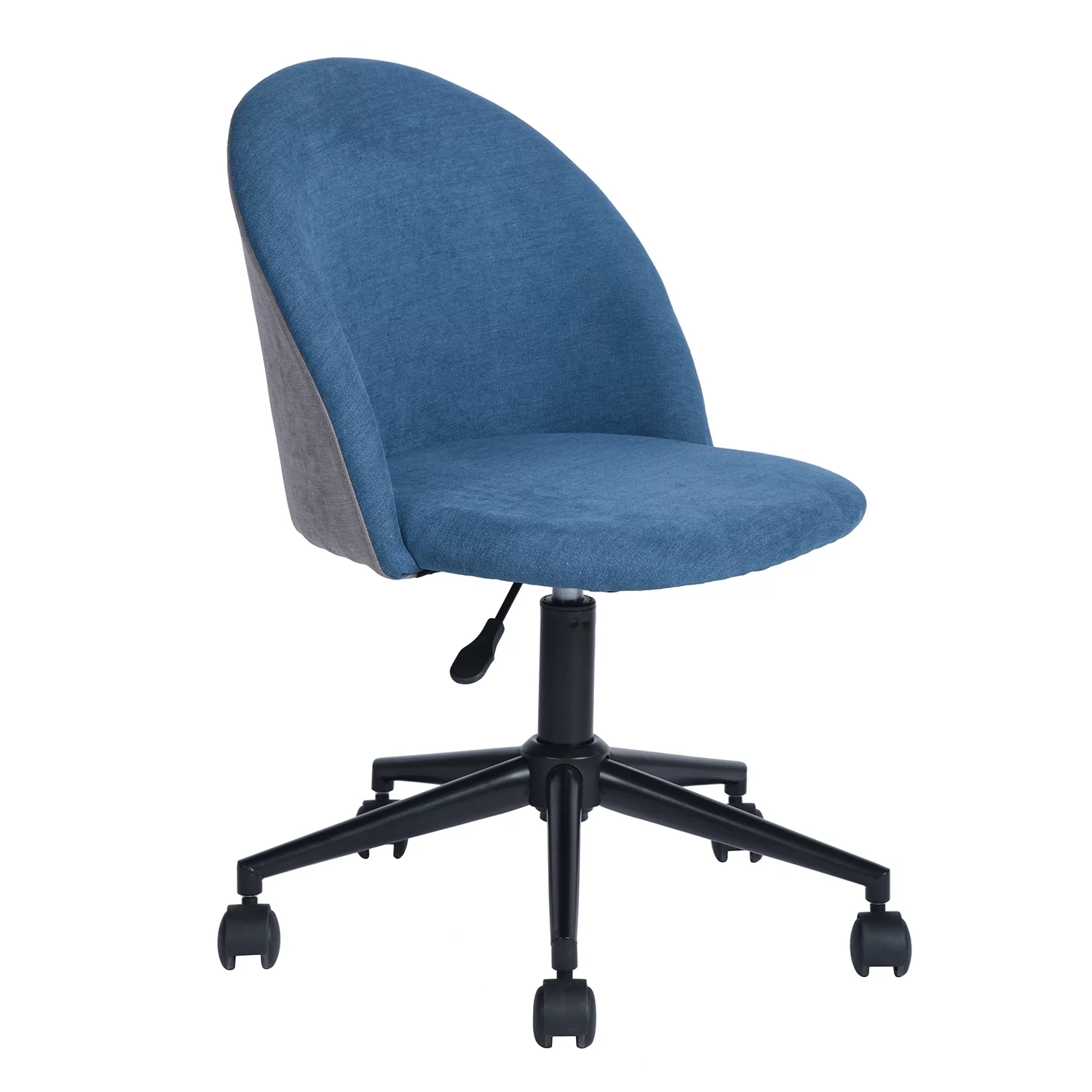 Homy Casa Adjustable Home Office Chair, Swivel  Fabric Upholstered Task Chair Armless Desk Chair for Bedroom, Vanity Room, Blue
