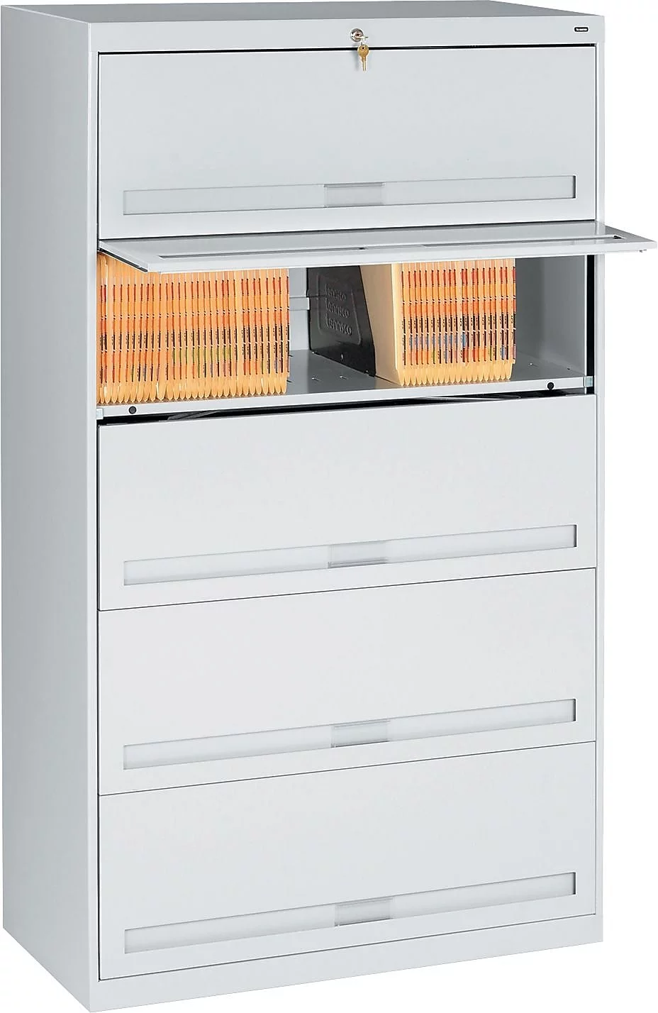 Tennsco 5 Drawers Lateral Lockable Filing Cabinet, Gray