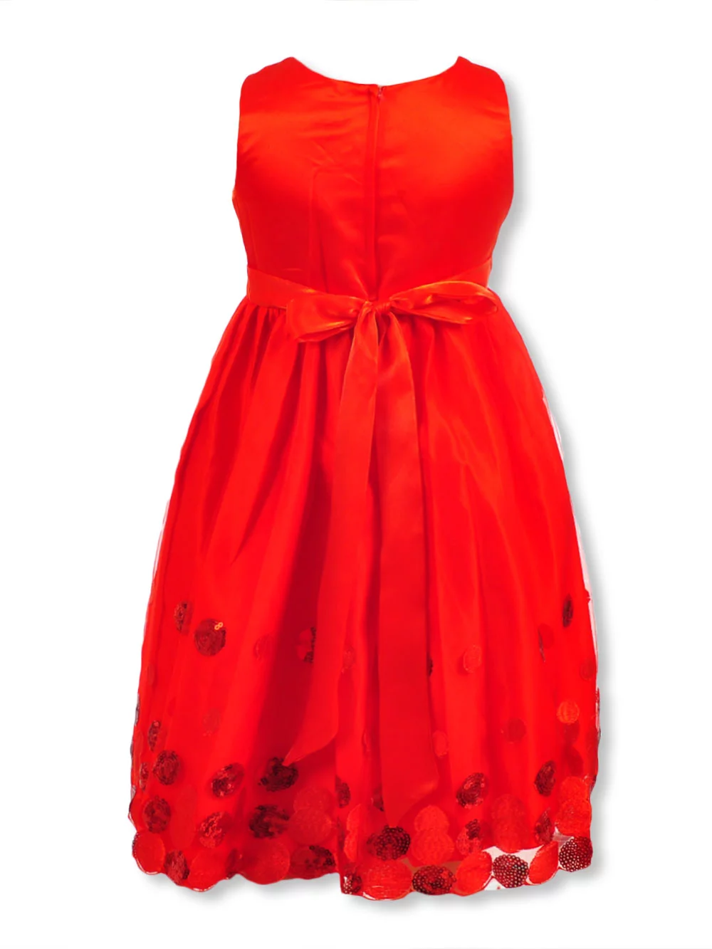 Pink Butterfly Girls' Special Occasion Polka Dot Sequin Dress - red, 14 (Big Girls)