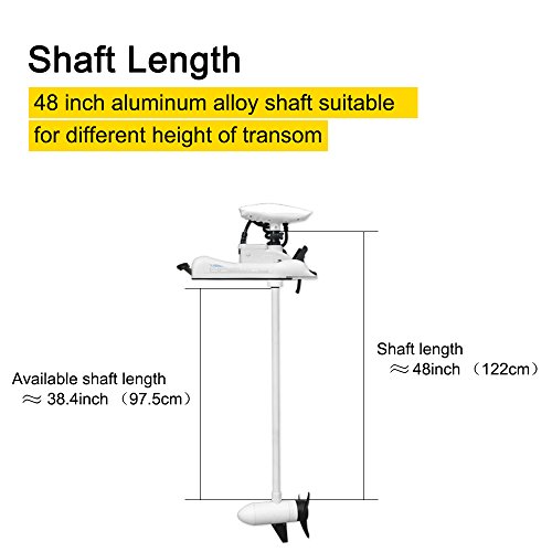 AQUOS Haswing White 12V 55LBS 48inch Bow Mount Trolling Motor with 2.4G Remote Control, Quick Release Bracket for Inflatable Boat Kayak Bass Boat Aluminum Boat Fishing, Freshwater/Saltwater Use