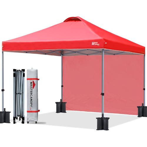 MASTERCANOPY Durable Pop-up Canopy Tent with 1 Sidewall (10'x10',White)