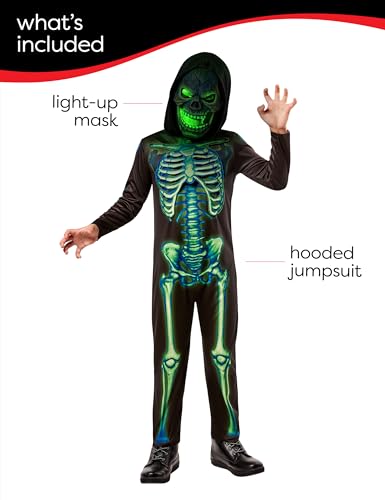 Rubies Child's Neon Skeleton Costume Jumpsuit and Light Up Mask