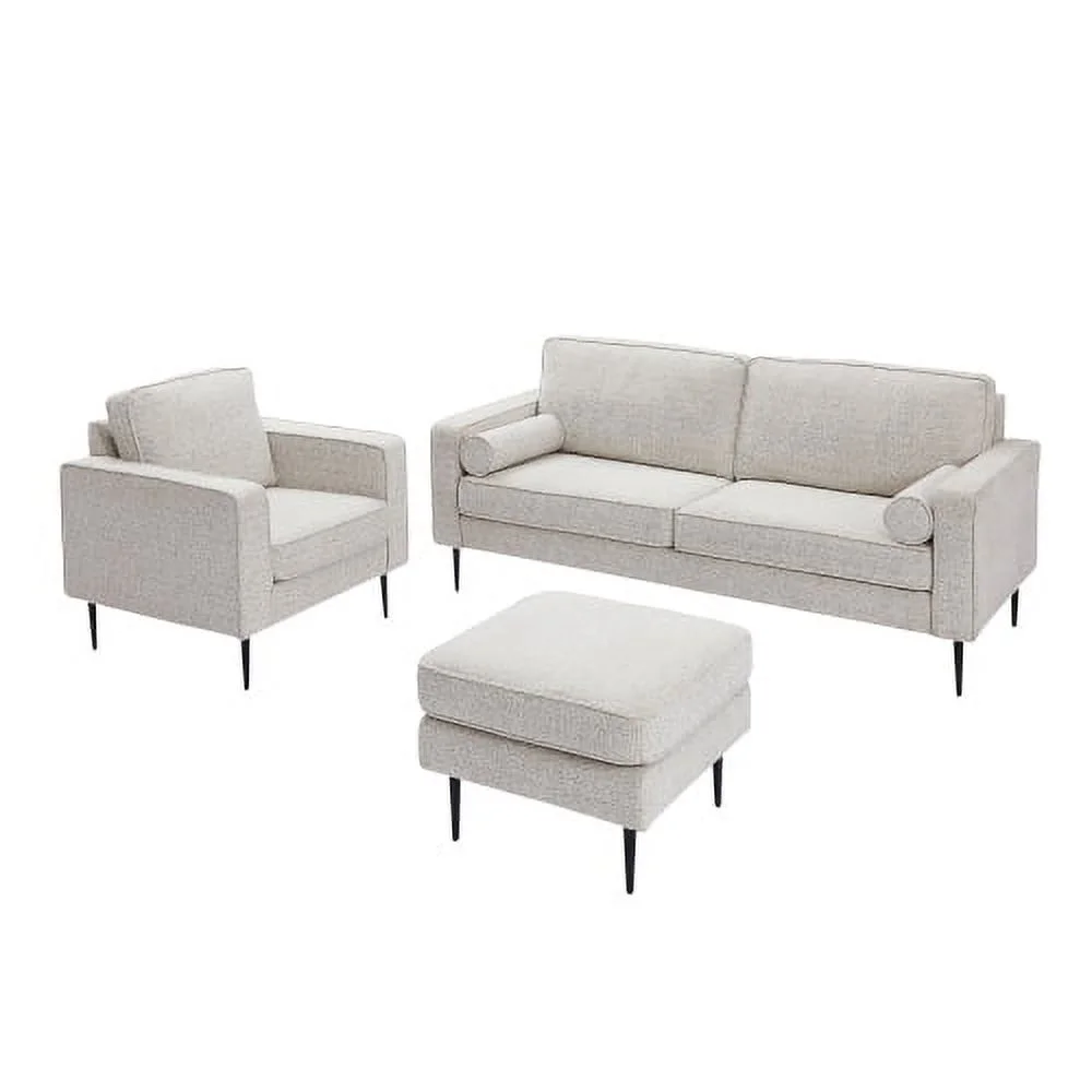 BSHTI Living Room Upholstered Sofa with high-tech Fabric Surface/ Chesterfield Tufted Fabric Sofa Couch, Large-White.