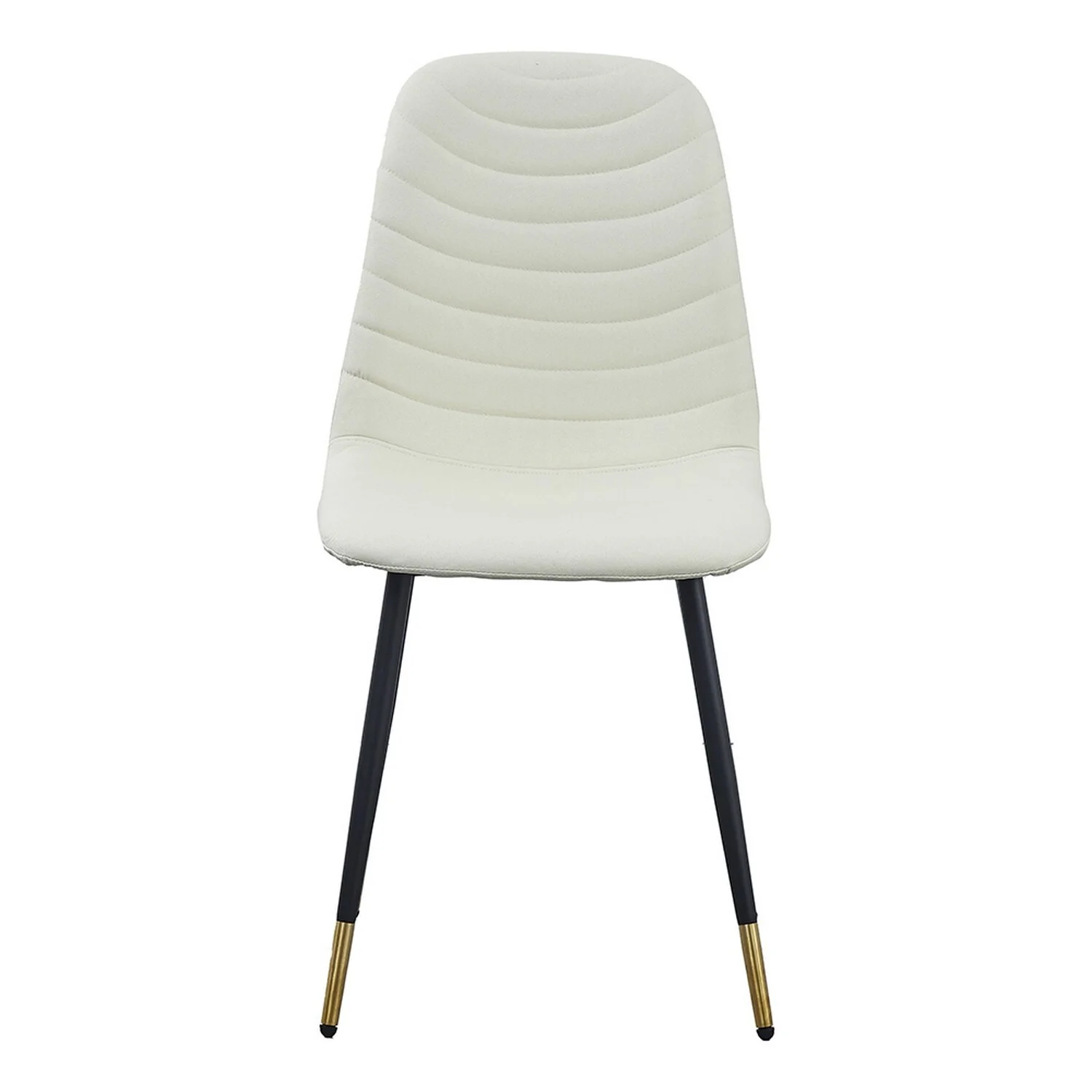 Gem 17 Inch Modern Metal Dining Chairs, Velvet Tufted, Set of 4, White