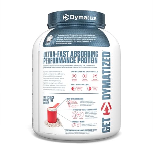 Dymatize ISO100 Whey Protein Powder Isolate, Cookies & Cream, 25g of Protein, 20 Servings, 5.5g BCAAs, Less Than 120 Cal., Gluten Free, 1g Fat, 1g Sugar, 2g Carb