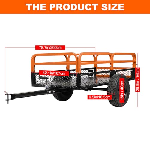 Heavy Duty Steel Dump Cart,1500 Lbs Utility Garden Cart with Wheels,15 Cubic Feet Garden Utility Trailer with Removable Sides,Hand Pull or Foot Pedal Dump Cart for Atvs, Utvs Lawn Garden Tractors