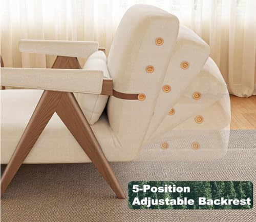 Residential Convertible Sofa Bed Chair,3-in-1 Sofa Sleep Chairs| Adjustable Backrest |Sleeper Chair Pull Out Bed | Living Room/Bedroom/Office | Adults | Beige, White