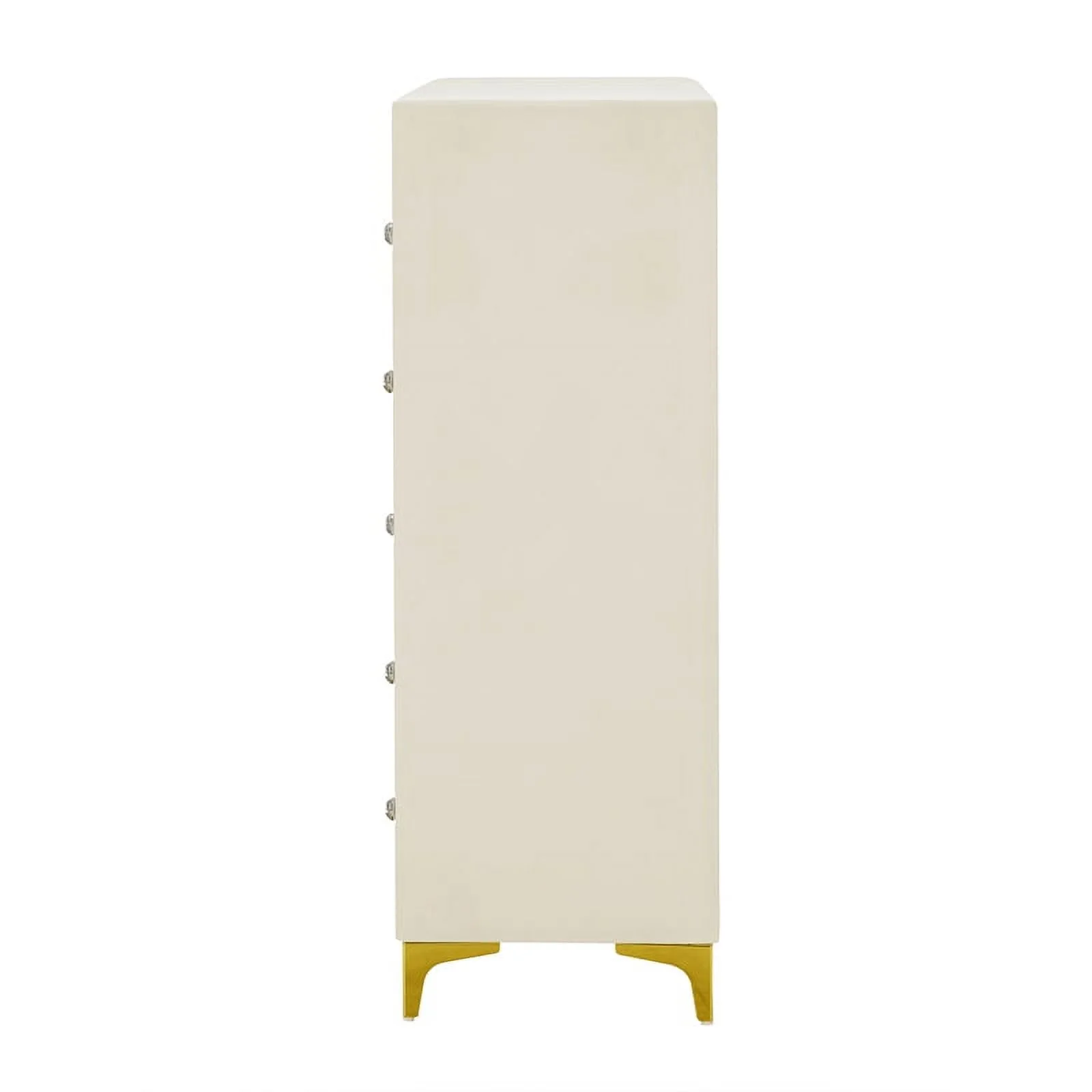 Better Home Products Monique Velvet Upholstered 5-Drawer Chest in Cream