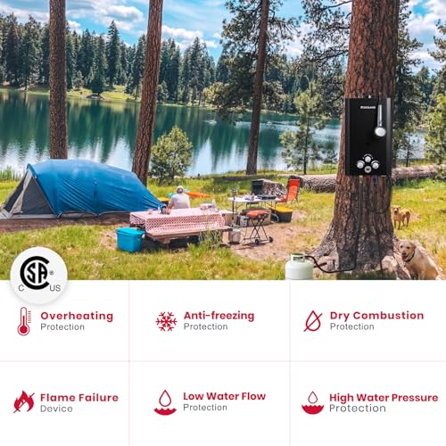 GASLAND Outdoors BE158B 1.58GPM 6L Portable Gas Water Heater, Instant Propane Heater, Overheating Protection, Easy to Install, Use for RV, Cabin, Barn, Camping, Boat, Black