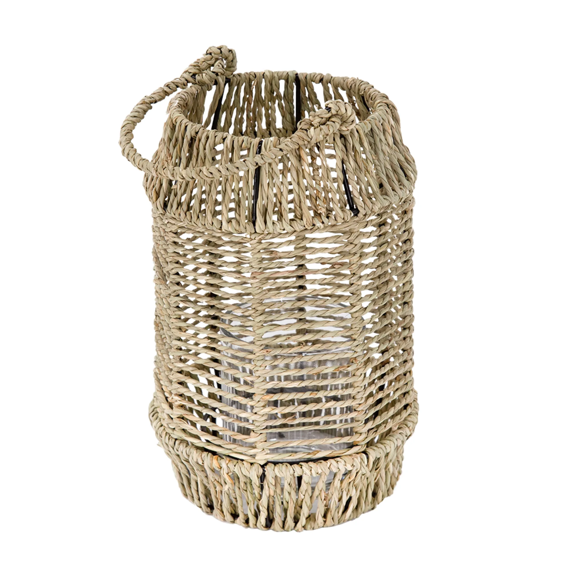 CC Home Furnishings Seagrass Rope Wrapped Candle Lantern - 10.25