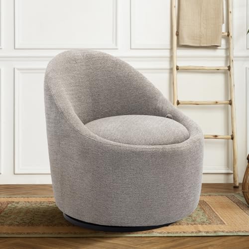 COLAMY Swivel Accent Chair, 360° Swivel Chair with Hidden Storage, Modern Small Barrel Swivel Armchair for Living Room/Bedroom, Beige