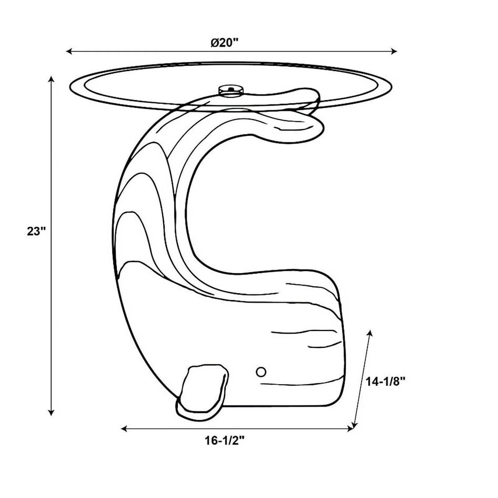 Linon Mabry Whale Sculptured Glass Top Rustic Accent Table in Driftwood Finish