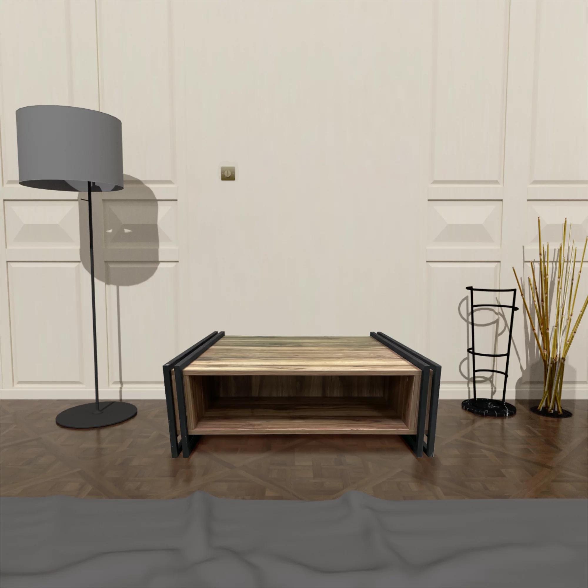 Casamode Mid-Century Modern Coffee Table, Wood Coffee Table with Storage, Rustic Wooden Livingroom Furniture